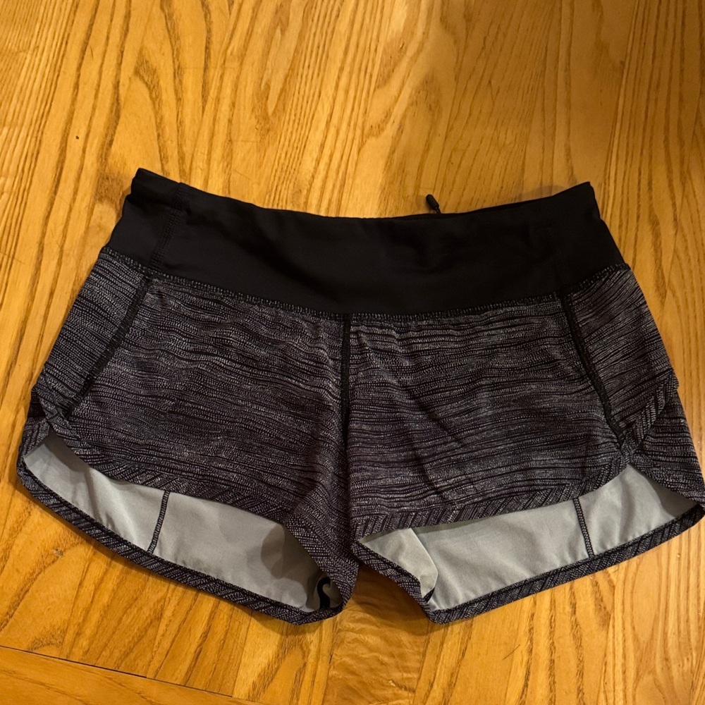 Lululemon Athletica Black and Gray Speed up Low Rise Shorts